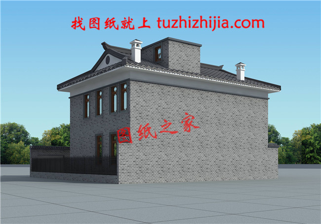 農(nóng)村二層中式古典別墅圖片,帶院子,帶地下室