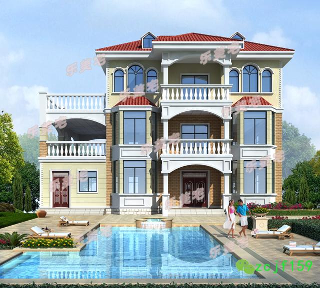 3棟帶車庫(kù)且風(fēng)格也相同的三層別墅，大氣簡(jiǎn)約，你更喜歡哪一款呢？