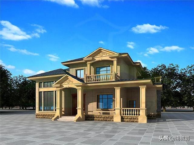 兩層歐式獨棟別墅設(shè)計圖，豪華又不俗氣，建在村里想低調(diào)都難。