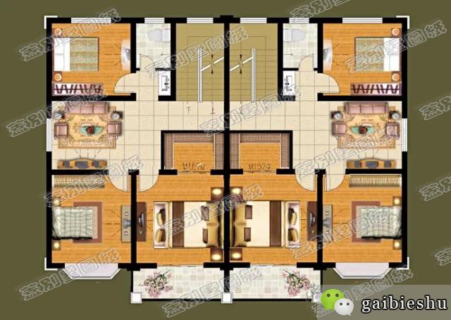 二層兄弟雙拼別墅設(shè)計(jì)圖，建造這樣的戶型，幾十年不過時(shí)，實(shí)用耐看。