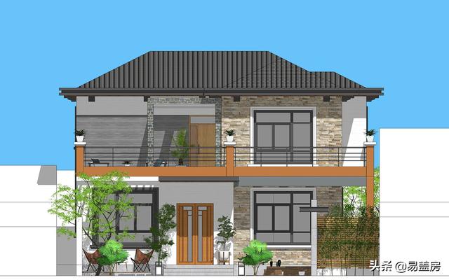 10.8m×12.4m現(xiàn)代二層別墅設(shè)計圖，舒服老人房農(nóng)村鄉(xiāng)親都羨慕