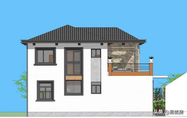 10.8m×12.4m現(xiàn)代二層別墅設(shè)計圖，舒服老人房農(nóng)村鄉(xiāng)親都羨慕