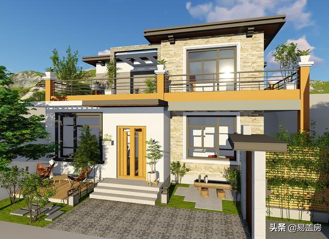 10.8m×12.4m現(xiàn)代二層別墅設(shè)計圖，舒服老人房農(nóng)村鄉(xiāng)親都羨慕