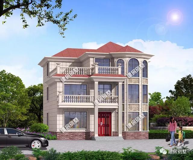 兩套面寬都是12×12米的三層農村別墅，建房子建的就是喜慶，住進去旺全家