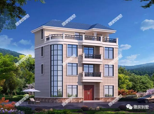 13×9.1米四層農村別墅設計圖，帶大露臺和涼亭，豪華氣派，布局滿分。