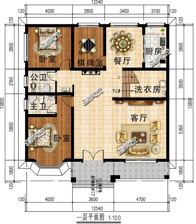 歐式三層別墅，很有田園氣息，蓋在農(nóng)村一定是一道靚麗的風景線。