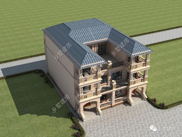 14.9X16.8米雙拼三層別墅設計圖，兄弟姐妹住在一起其樂融融。