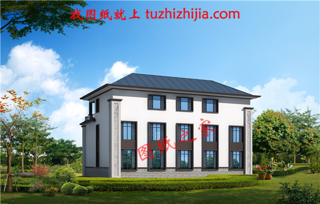 2019農村三層新中式別墅圖，占地240平米