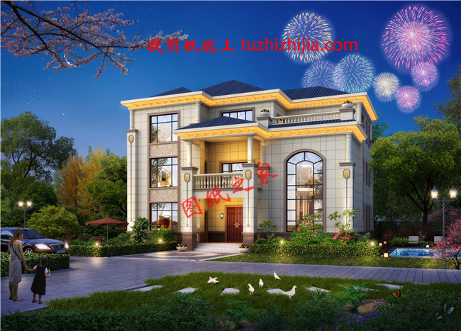 新農村帶陽臺三層樓房圖紙,占地180平米左右,豪華大氣