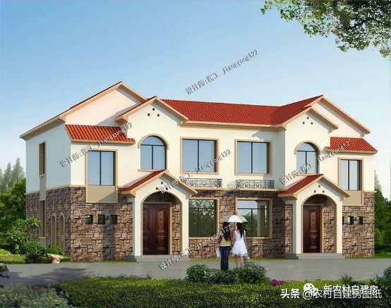 3款兄弟雙拼別墅設計圖，建成之后可以說是村里首屈一指的大氣。