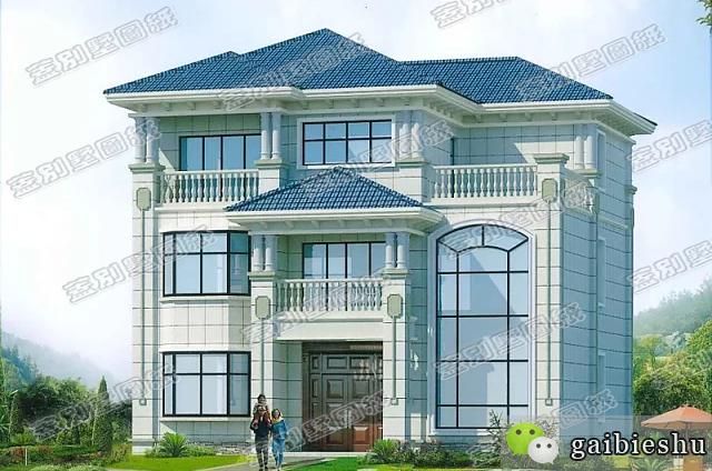 帶超大落地窗的三層農村自建房，客廳挑空設計，時尚豪華，造價25萬。