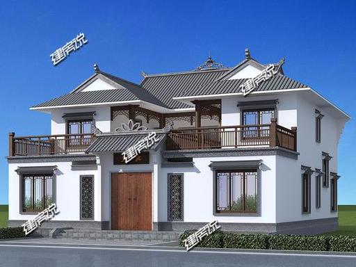 二層四合院住宅設計圖，外觀精致漂亮，方正大氣，深受大眾的喜愛