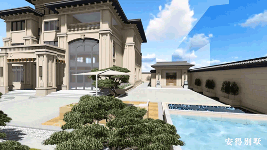 經典耐看的三層歐式別墅設計圖，寬敞大氣，帶庭院、大客廳、大車庫、大露臺，臥室套房。