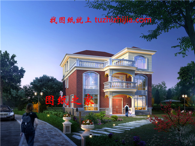 簡單漂亮實用的三層自建房設計圖,帶露臺,占地170平方