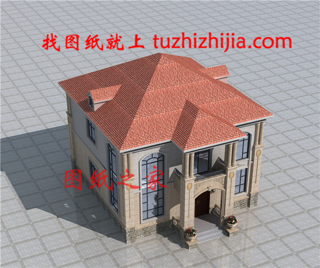 歐式獨棟二層小別墅設計圖，客廳中空，占地126平米