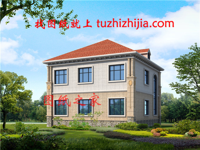 歐式獨棟二層小別墅設計圖，客廳中空，占地126平米