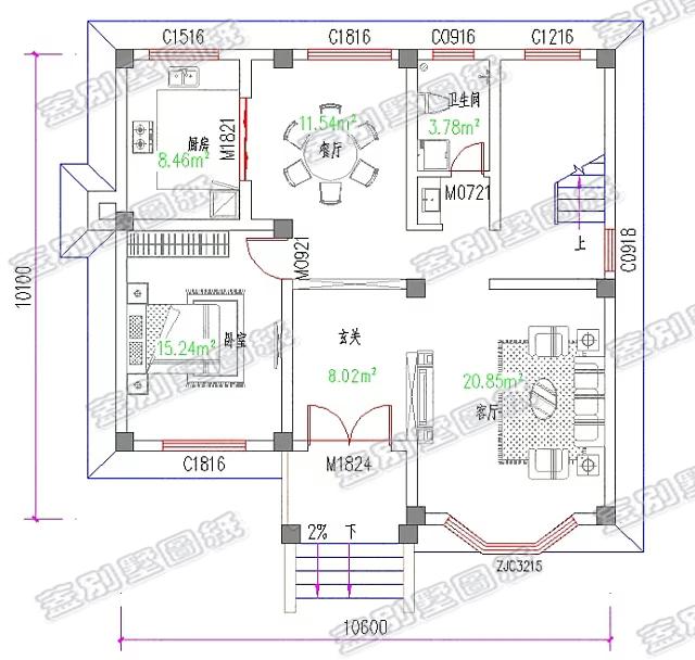 二層歐式田園別墅設計圖，帶陽臺和影視廳，主體造價20萬。
