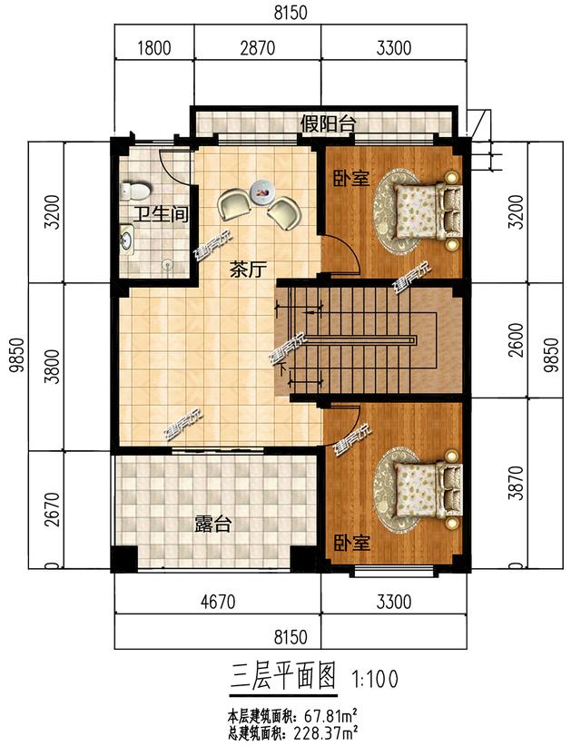 三層新中式別墅設(shè)計(jì)圖，平屋頂設(shè)計(jì)，造價(jià)經(jīng)濟(jì)，施工簡單，美觀又實(shí)用。