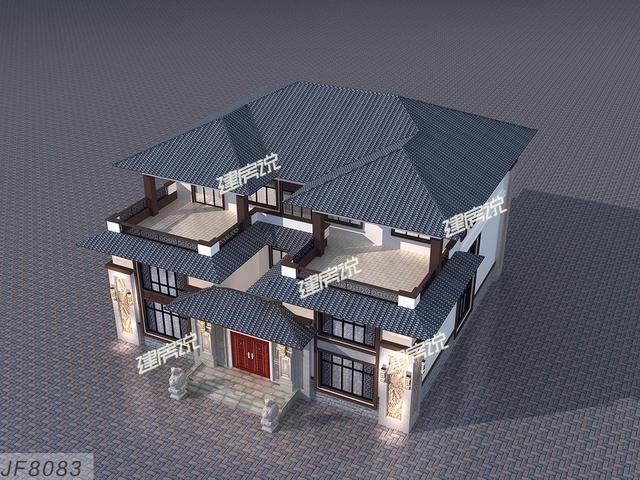 這款新中式三層別墅設計圖，效果圖剛設計出來，就受到廣大建房者的追捧。