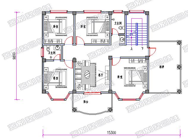 帶車庫的三層歐式別墅設計圖，大堂屋設計，功能性齊全。