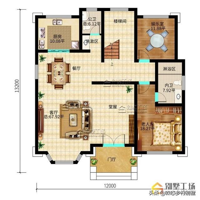 12.00x13.2米三層自建別墅設(shè)計(jì)圖，優(yōu)雅大氣，“名利”雙收，何樂(lè)而不為？