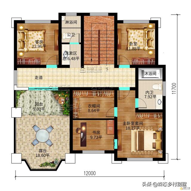 12.00x13.2米三層自建別墅設(shè)計(jì)圖，優(yōu)雅大氣，“名利”雙收，何樂(lè)而不為？