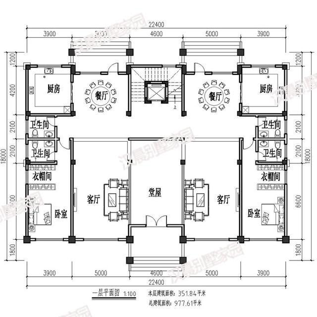 占地351平方米的三層別墅設計圖，洋氣十足美觀實用，主體造價100萬。