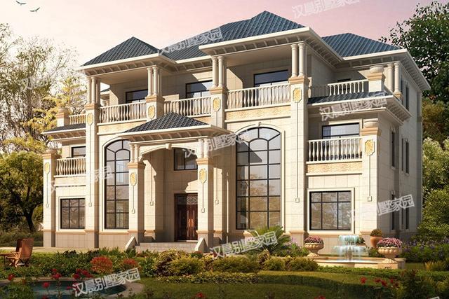 占地351平方米的三層別墅設計圖，洋氣十足美觀實用，主體造價100萬。