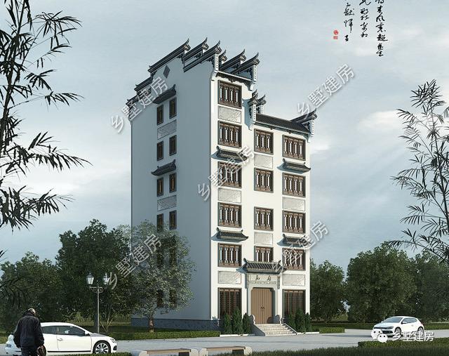 10.26X13.56米的六層徽派別墅設(shè)計(jì)圖，徽派照樣能建高層，那在整個(gè)鎮(zhèn)上，可是最耀眼的呢！