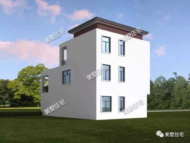 帶悠然小前院的三層現(xiàn)代別墅設(shè)計(jì)圖，清透中不失穩(wěn)重大方，時(shí)尚范十足