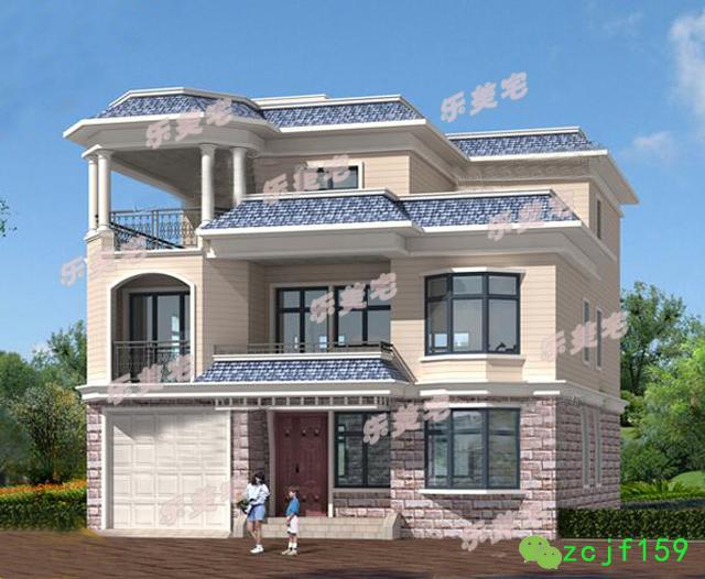 帶涼亭的三層別墅設計圖，平屋頂設計，經(jīng)濟實用，非常適合農(nóng)村自建。