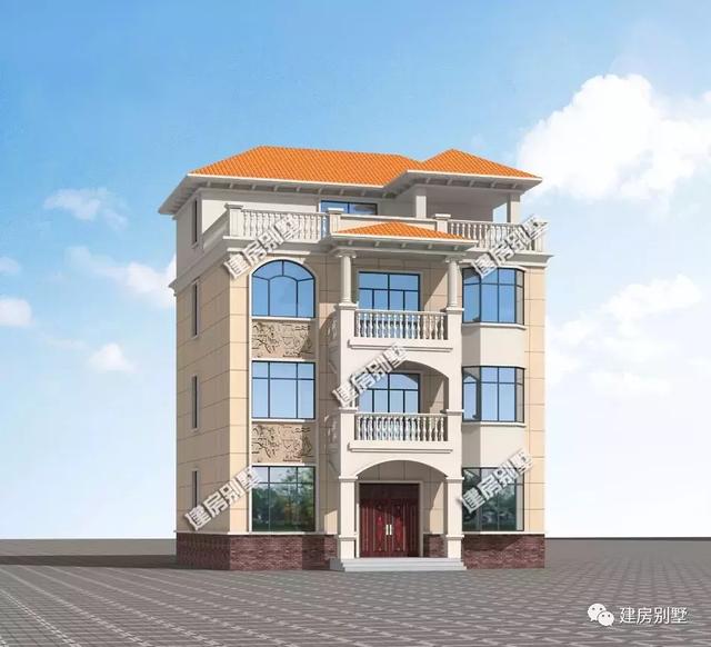 簡約且氣派的四層農村別墅戶型，室內臥室多，配置也齊全。