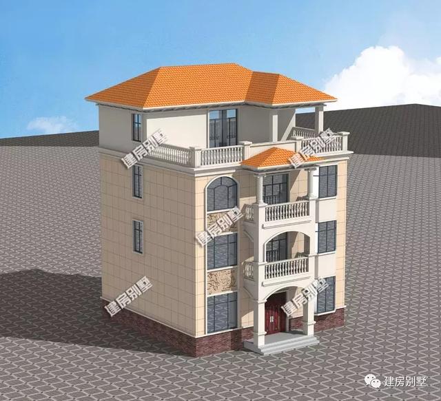 簡約且氣派的四層農村別墅戶型，室內臥室多，配置也齊全。