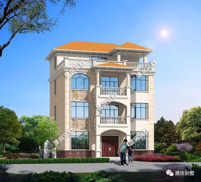 簡約且氣派的四層農村別墅戶型，室內臥室多，配置也齊全。