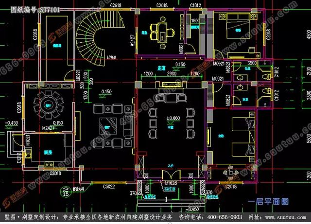 超大超豪華21.8×15.6米徽派風格別墅設計圖推薦，主體造價百萬