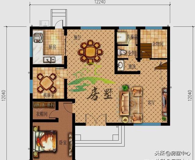 歐式別墅設計圖，浴室與衛生間隔斷，地面干燥整潔