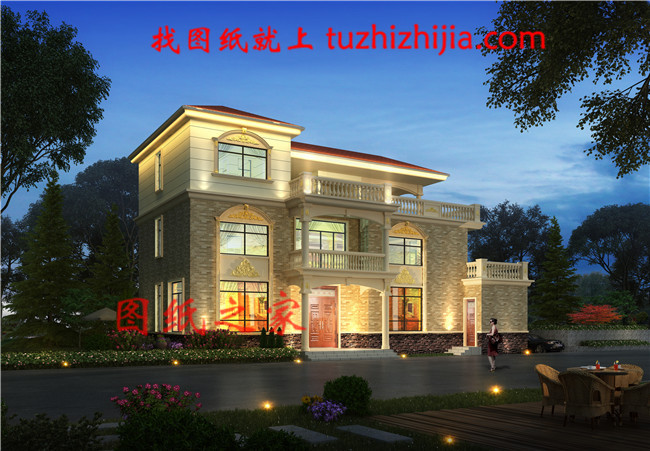 40萬左右農村三層樓房設計圖,帶露臺,占地190平方米