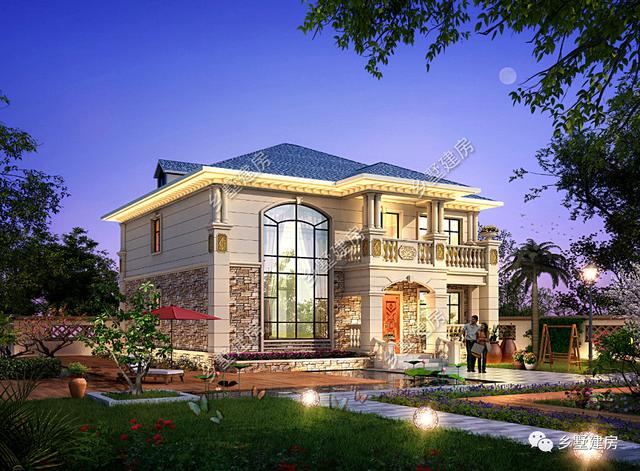 造型別致，立面豐富的三層坡屋頂自建別墅設計圖，超適合農村生活