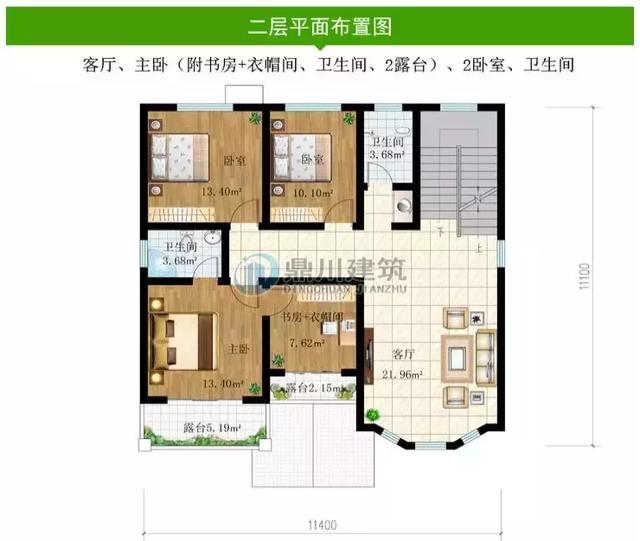 開間11米二層農村別墅設計圖，內設堂屋神臺，有品位還接地氣！