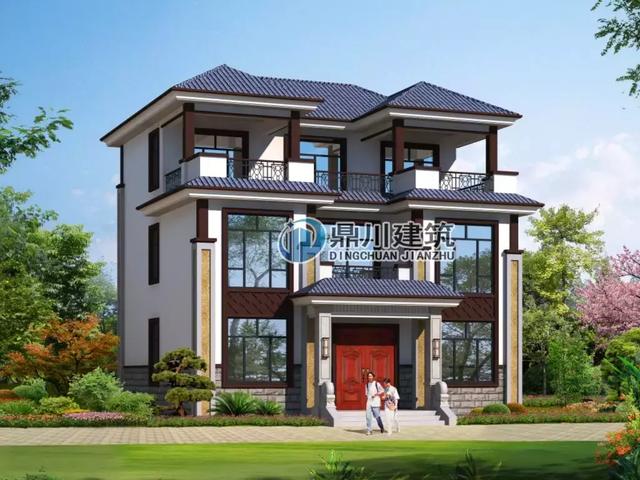 新中式三層別墅設計圖，占地128平方米，建一棟大家都會夸你有品位