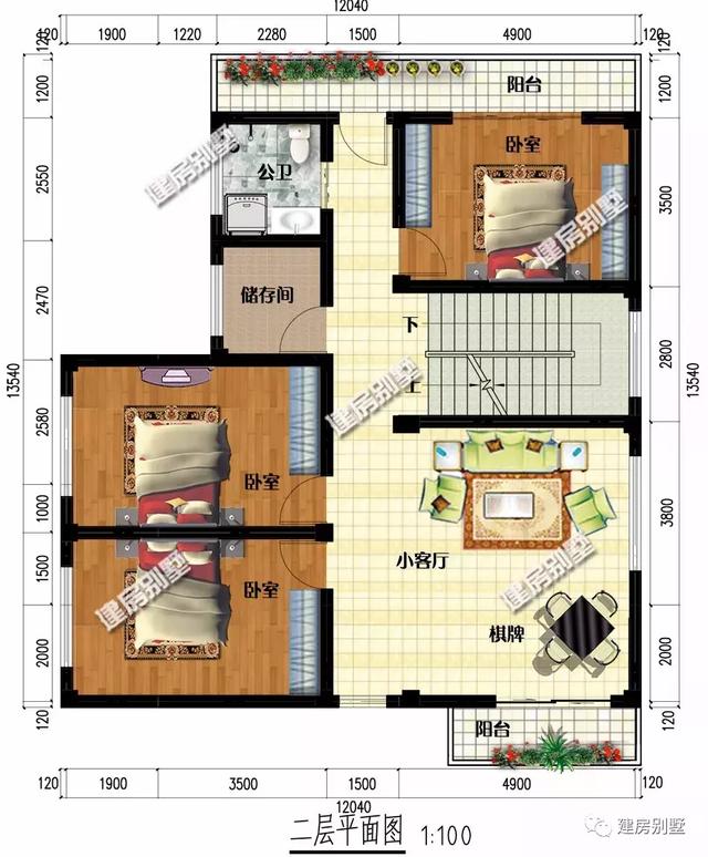 12×13.5米農(nóng)村別墅設計圖，簡約的外觀，照樣很大氣