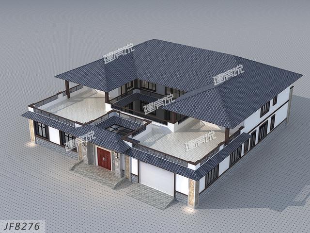 廣東富豪搶著蓋的四合院別墅帶設計圖，帶有庭院大車庫，設計美極了