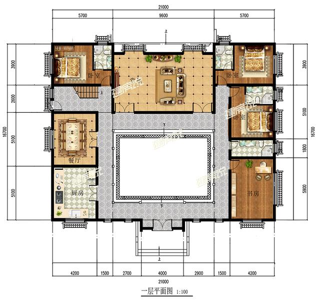 經典中是四合院設計圖，回鄉蓋四合院別墅給父母住，惹得全村人羨慕