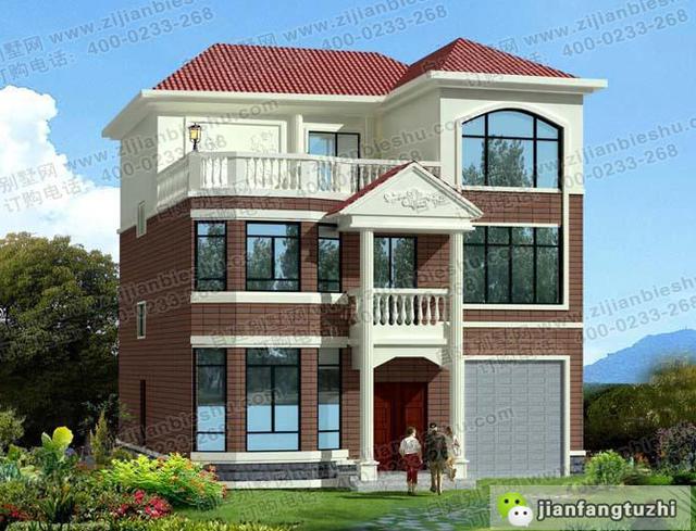 三層框架結(jié)構(gòu)帶車(chē)庫(kù)別墅設(shè)計(jì)圖，11×12米大氣實(shí)用適合農(nóng)村建造！