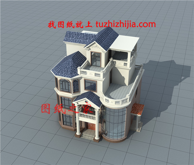 2019新款四層樓房設計圖，占地120平方米左右，客廳中空