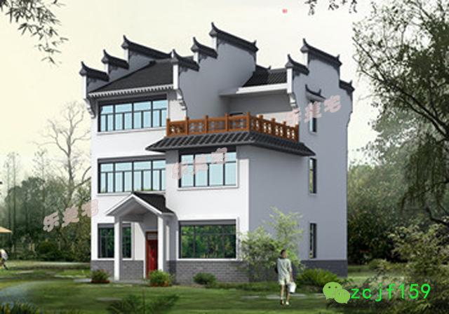 2026年新款農村新中式別墅設計效果圖，徽系設計