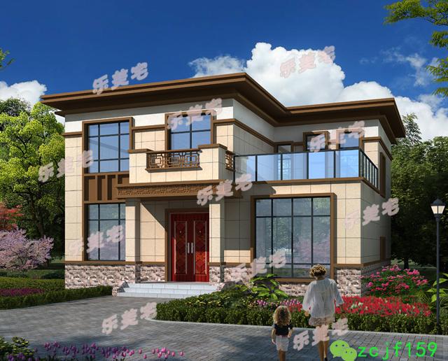 方正二層農(nóng)村小別墅設(shè)計(jì)圖，中式與歐式的完美碰撞！