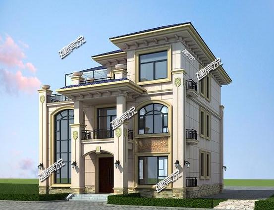 經濟實惠的三層別墅設計圖，等掙了錢就回鄉蓋別墅去，帶庭院和泳池，圖紙都準備好了