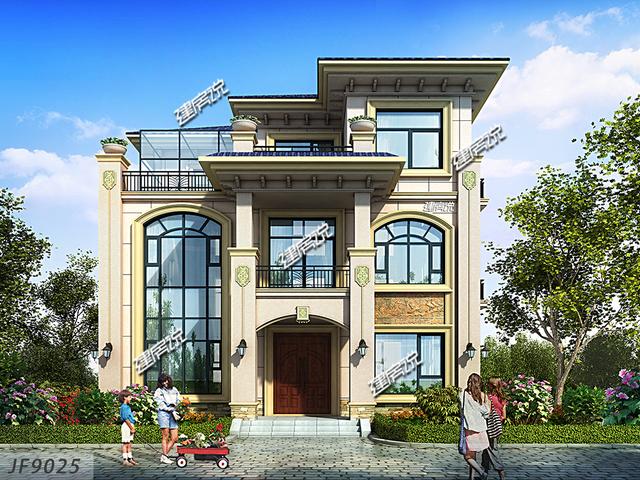 經濟實惠的三層別墅設計圖，等掙了錢就回鄉蓋別墅去，帶庭院和泳池，圖紙都準備好了