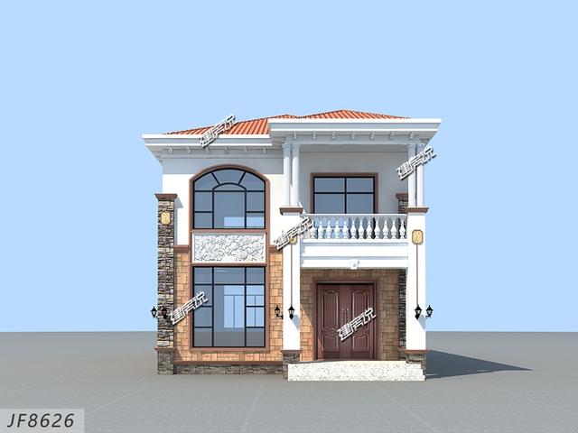 二層別墅設計圖，面寬僅8米，實用又美觀，建了在村里夠風光好一陣